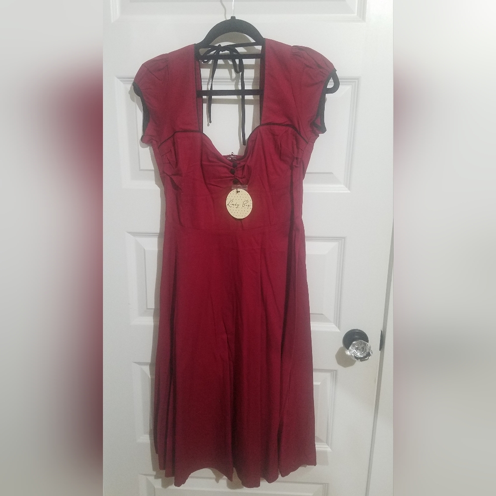 Lindy Bop "Bella" Swing Dress in Wine